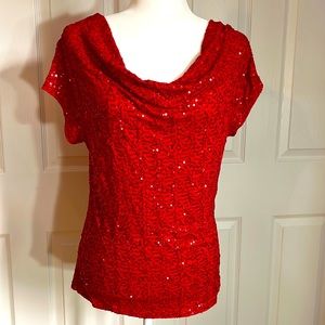 INC International Concepts:  Red Sequence Top